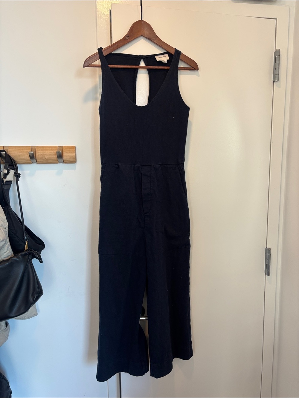 Vintage Steven Alan Sleeveless Black Wide-Leg Jumpsuit in navy size small